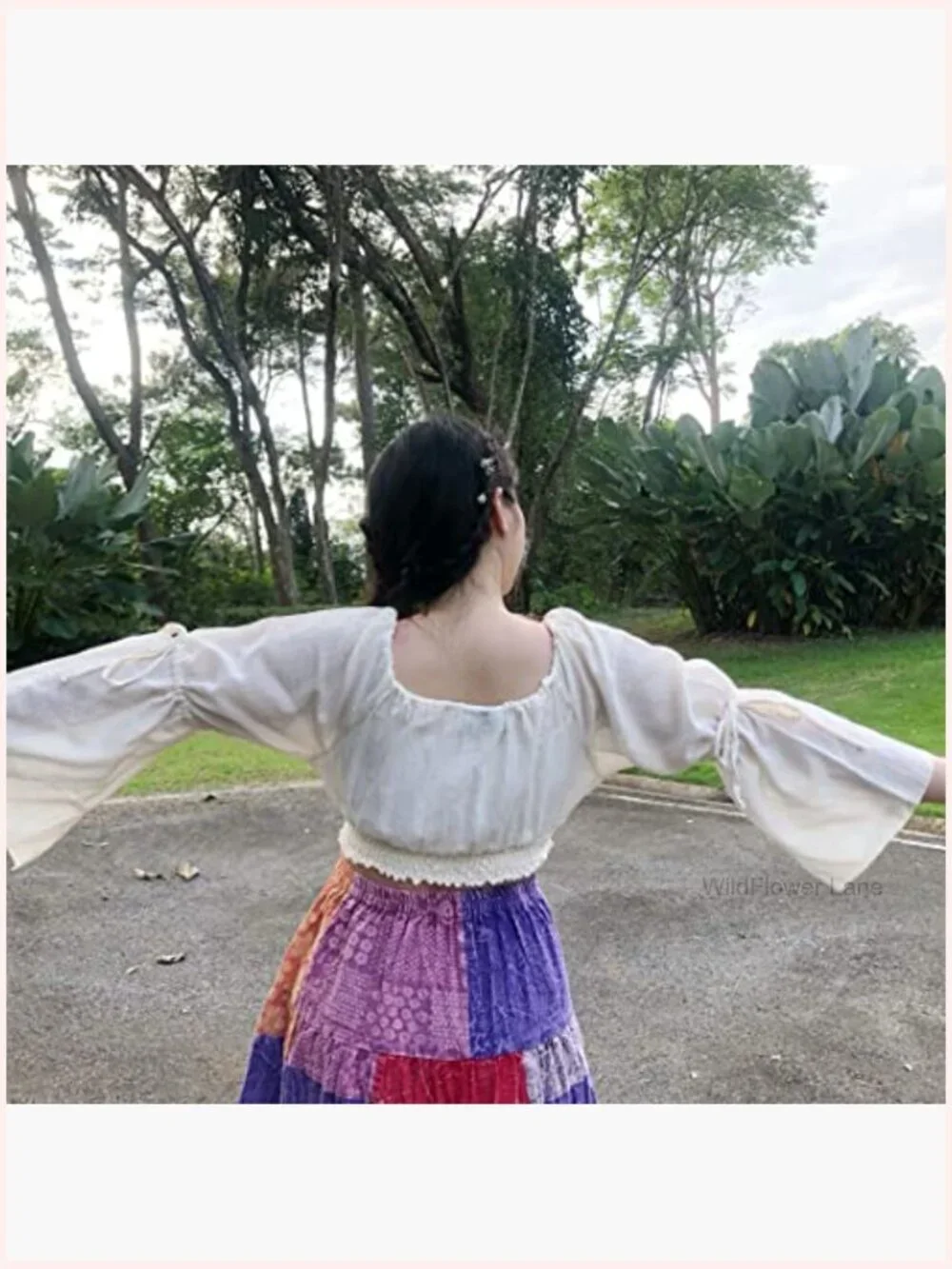 Crop Smock Top Long Witch Sleeve Renaissance Shirt